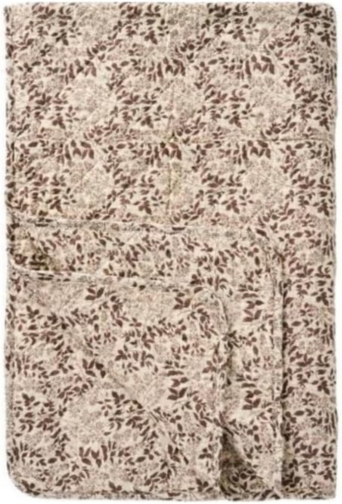 Ib Laursen - Decke Quilt Tagesdecke 180x130cm Blattmuster Natur Braun 07939-61 Bild 1