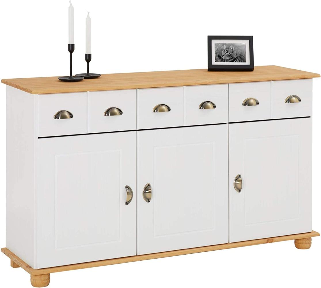 IDIMEX Apothekerkommode Kommode Anrichte Apothekenschrank Sideboard Colmar, Kiefer massiv, in weiß/braun Bild 1