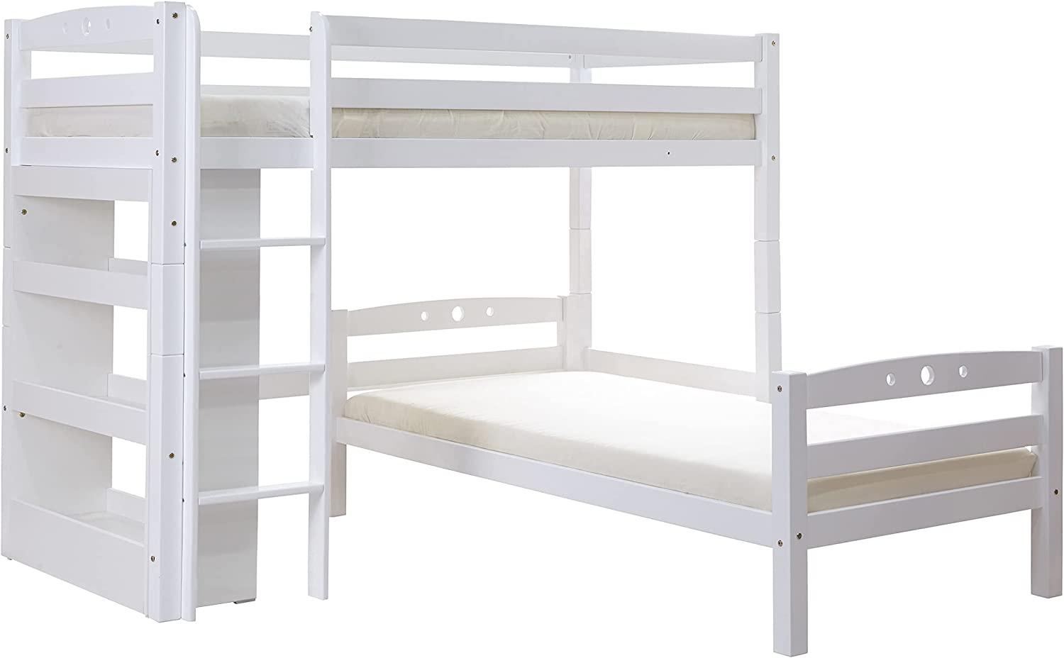 Ticaa L-Bett Lupo Buche mit Regal - weiß Bild 1
