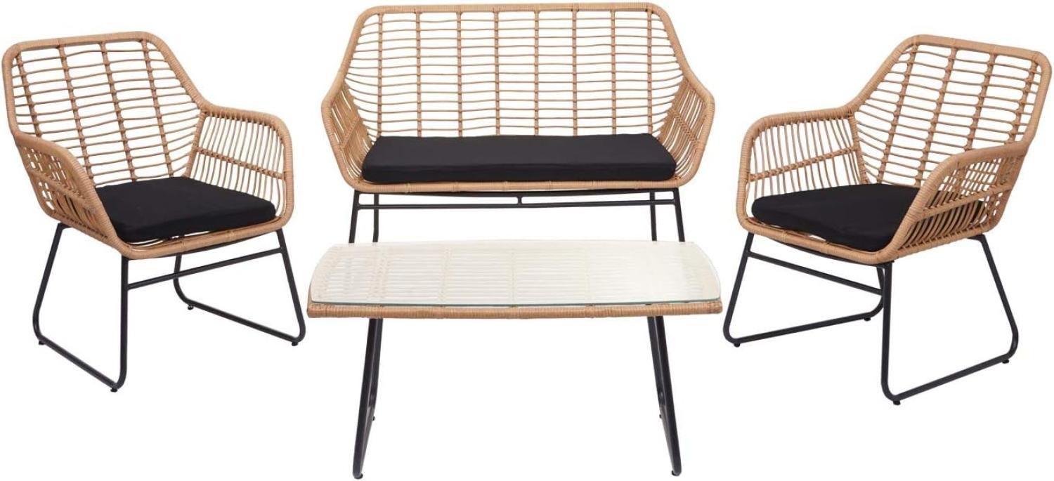 Polyrattan Garnitur HWC-G17a, Garten Sofa Set Sitzgruppe Stuhl, Seil ~ naturfarben, Polster anthrazit ohne Dekokissen Bild 1