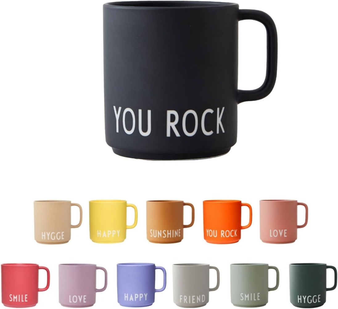 AJ Porzellan Henkel Kaffeebecher You Rock Design Letters Kaffeetasse Deko Becher Bild 1