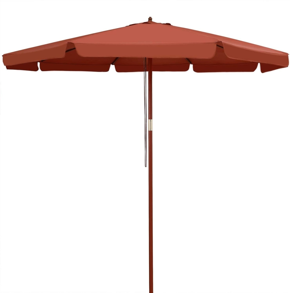 Kingsleeve Sonnenschirm 330 cm Holz mit UV Schutz 80+ Schutzhülle Balkon Garten Terracotta Bild 1