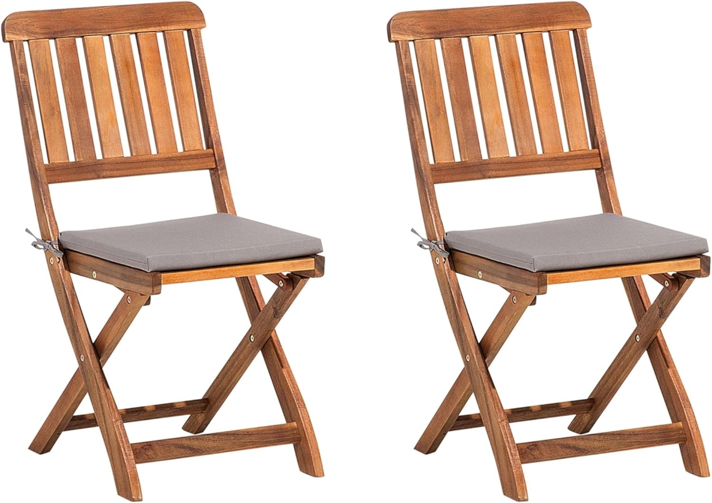 Set mit 2 Stühlen und Sitzkissen CENTO Akazienholz Grau Bild 1