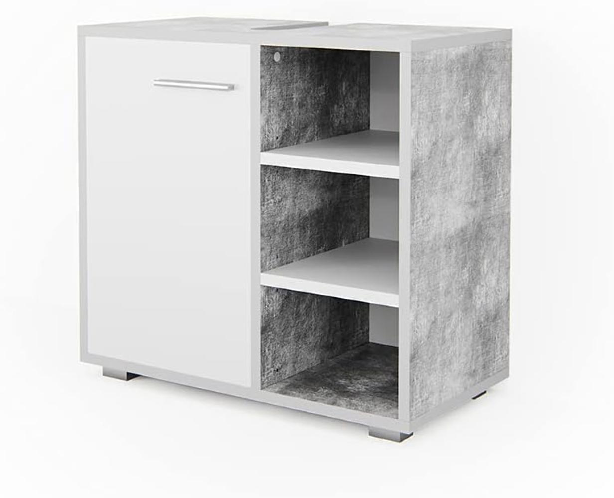 Vicco Waschtischunterschrank Perry Unterschrank Waschbecken Waschtisch Weiß / Beton Bild 1