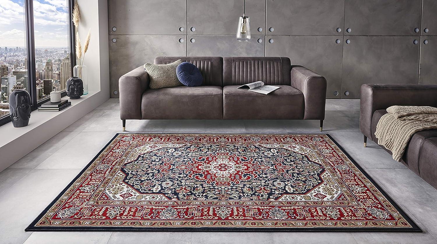 Orientalischer Kurzflor Teppich Skazar Isfahan Navy - 200x290x0,9cm Bild 1