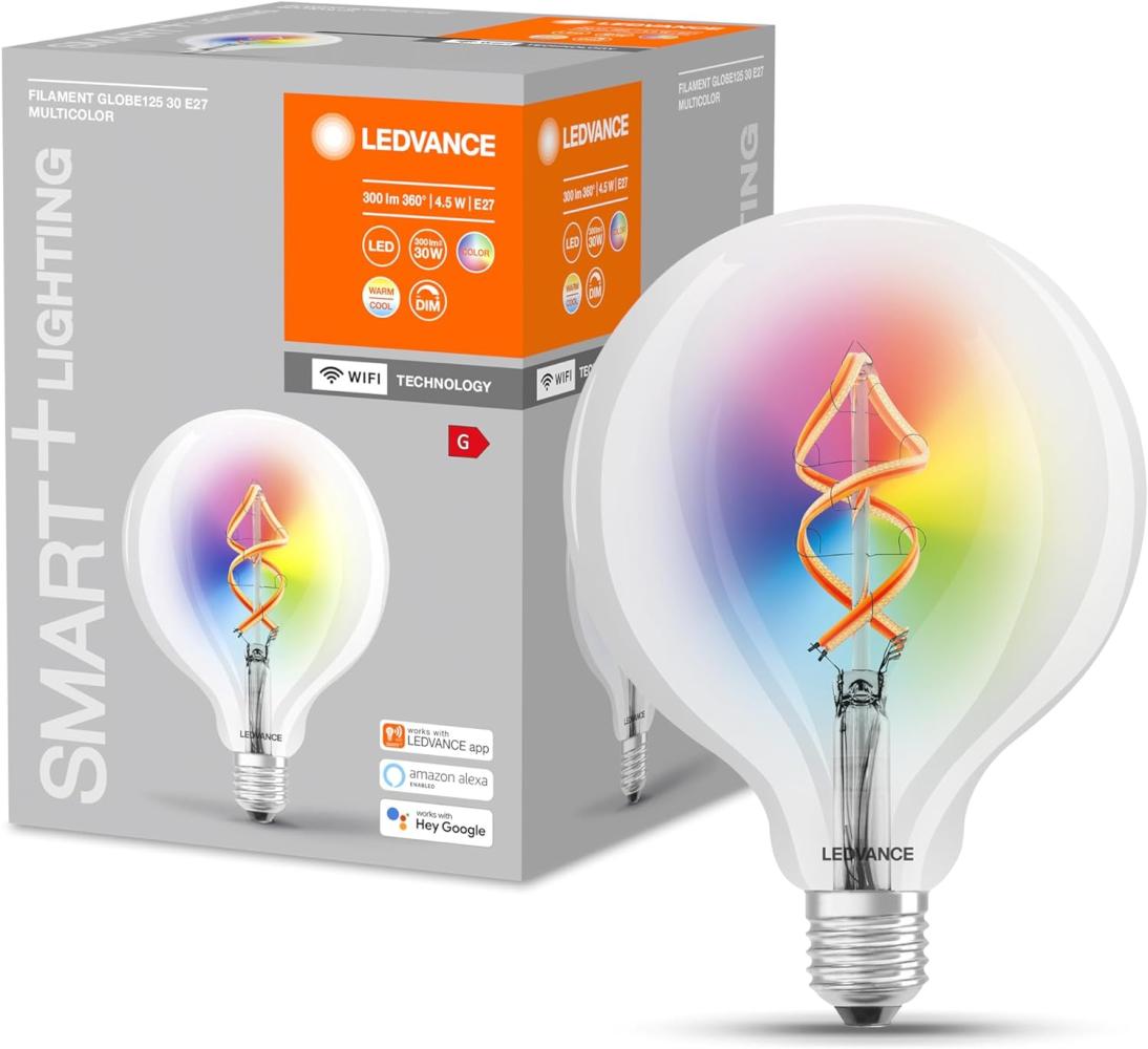 LEDVANCE Wifi SMART+ LED-Lampe Filament Globe125 30 RGBW mehrfarbig (ex 60W) 4,5W E27 Bild 1