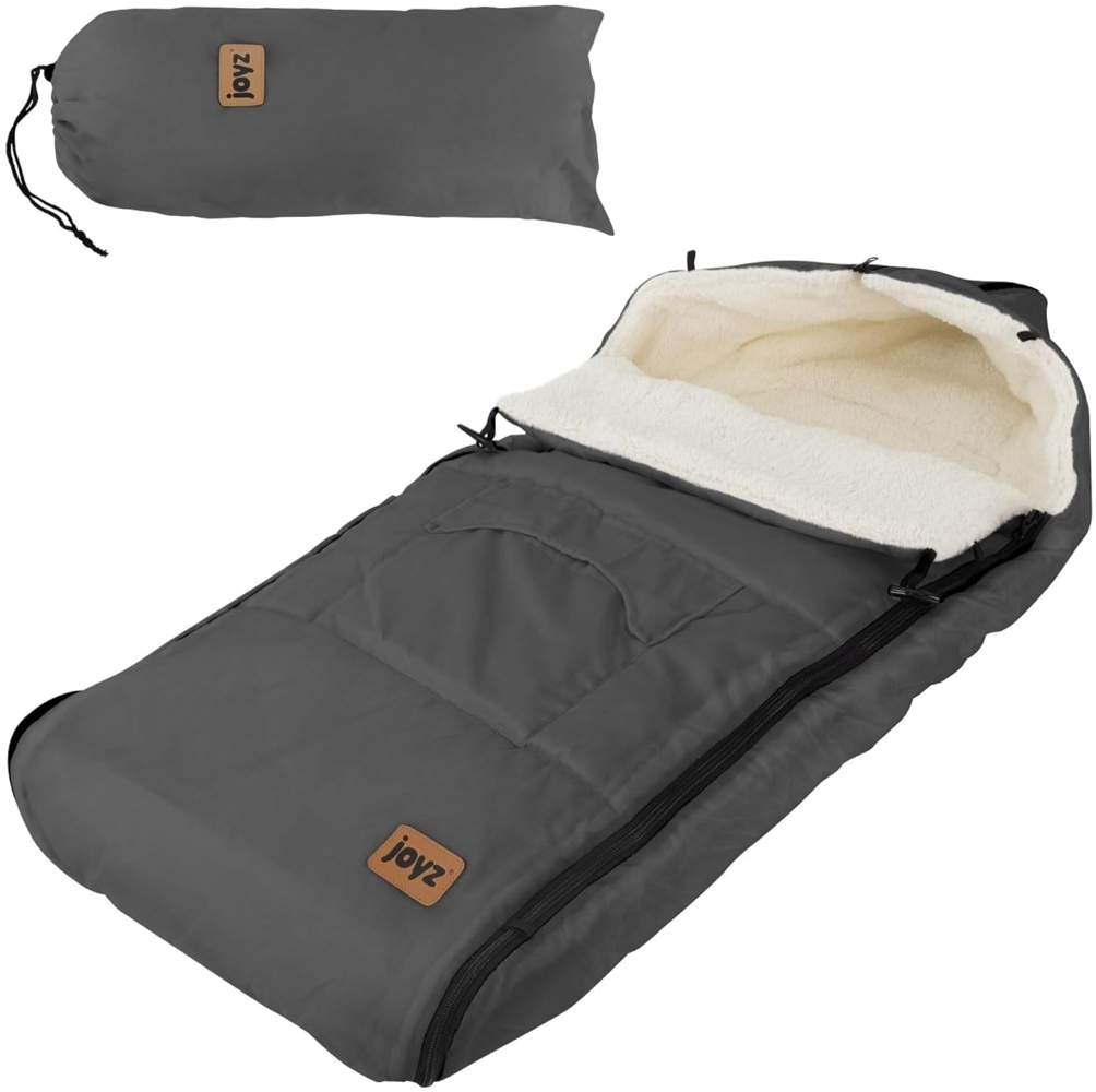 Joyz Fußsack Babyfußsack aus Fleece mit Reißverschluss Winterfußsack, Babyschlafsack Anthrazit bei 40°C waschbar 94x48x10cm inkl. Tasche Bild 1