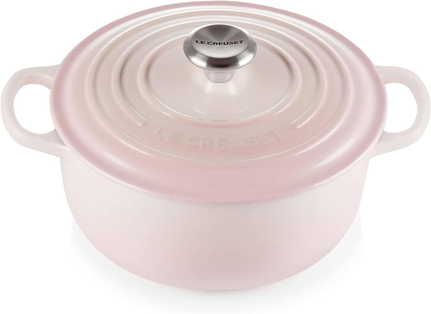 Le Creuset Signature Gusseisen-Bräter mit Deckel, Für alle Herdarten und Induktion geeignet, Rund, Shell Pink, 20,0 cm, 2.4 Bild 1