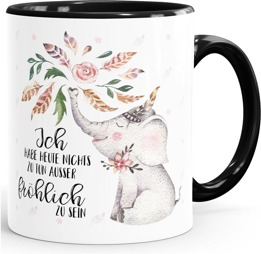 MoonWorks Tasse ''Kaffeetasse Elefant Ich habe heute nichts zu tun außer fröhlich zu sein Spruch-Tasse Geschenk MoonWorks Innenfarbe'' Bild 1