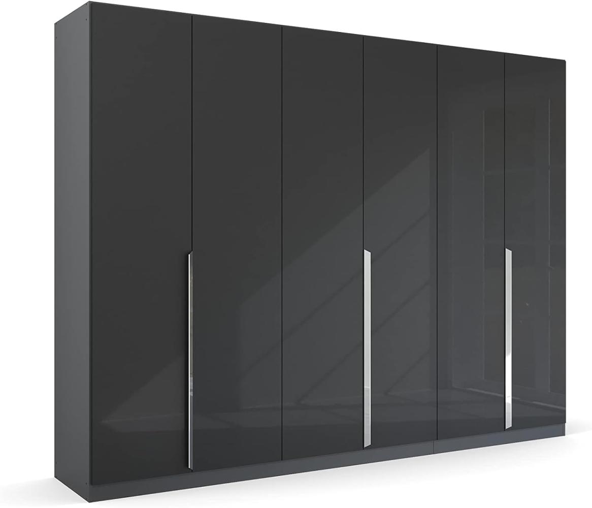 Kleiderschrank Drehtürenschrank Glamour | 6-türig | effektgrau Hochglanz / grau metallic 271x210 Bild 1