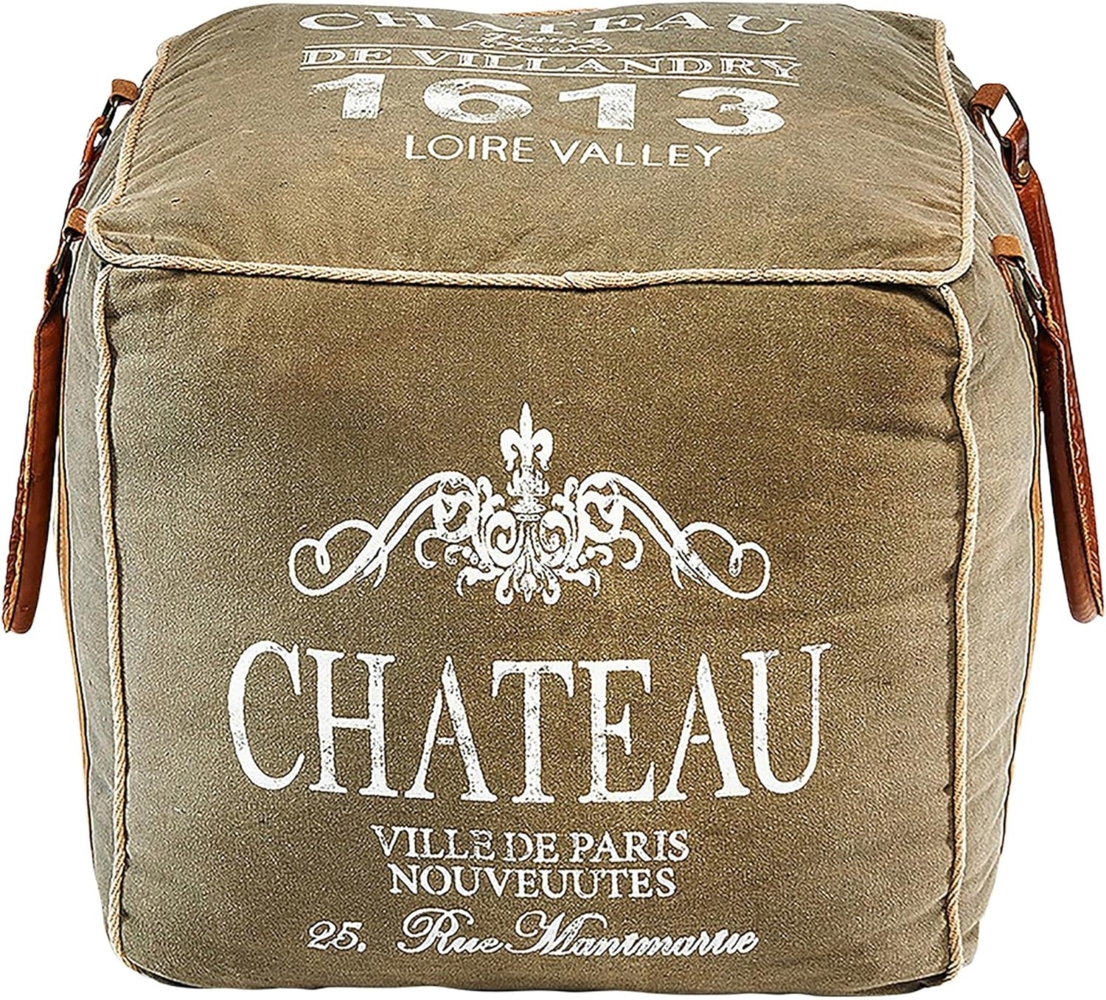 Kobolo Sitzpouf Pouf Sitzwüfel Hocker - Chateau - aus Canvas - mit Applikationen Bild 1