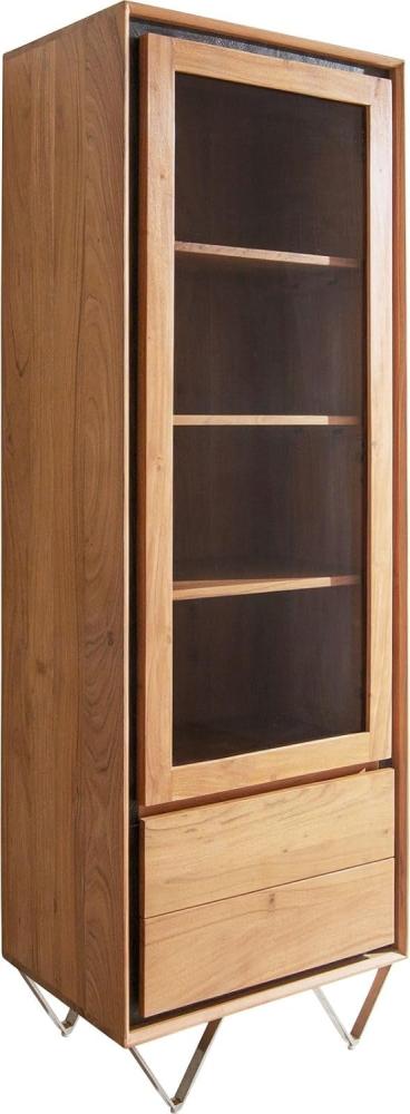 Vitrine Stonegrace 55x180 Akazie Natur 1 Tür 2 Schubladen Steinfurnier V-Fuß Bild 1