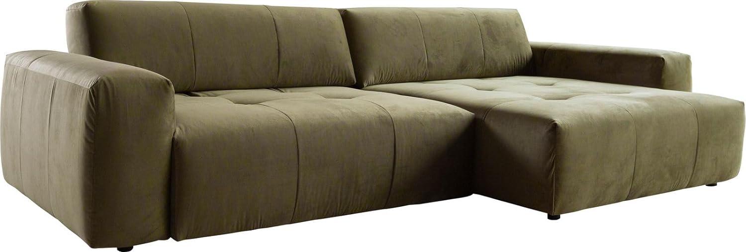 Ecksofa Lazaro 300x160 cm Samt Olive Ottomane rechts mit Sitztiefenverstellung Bild 1