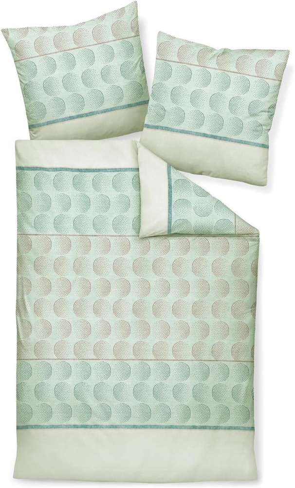 Janine Feinbiber Bettwäsche 135 x 200 cm 80 x 80 2 teilig DAVOS 65155-06-500 salbeigrün granat Bild 1