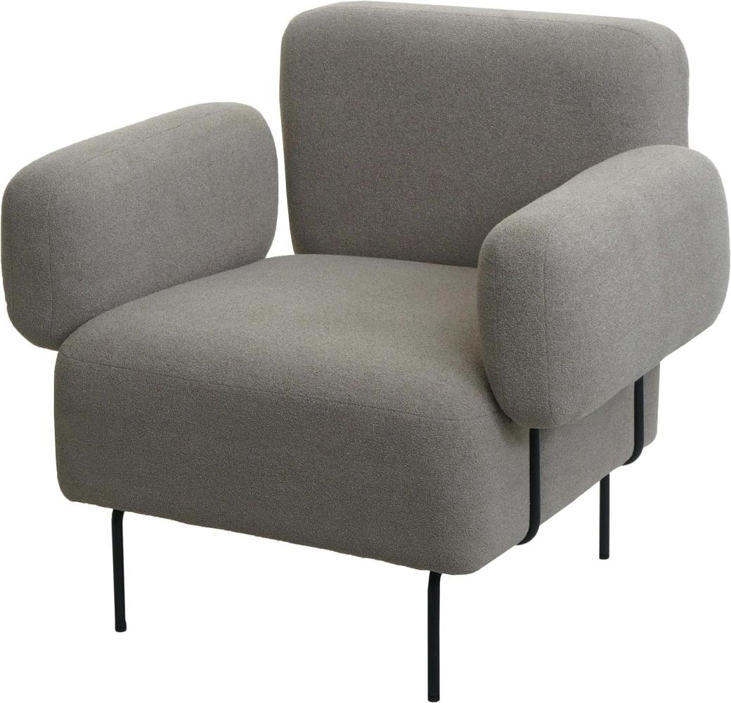 Lounge-Sessel HWC-L83, Cocktailsessel Polstersessel Sessel, Bouclé Stoff/Textil Metall ~ grau Bild 1