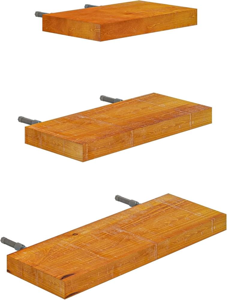 HOMCOM Wandregal Schweberegal, Wandboard aus Massivholz, Wandbrett 3-tlg, für Küche, Wohnzimmer, Badezimmer, Holz, Braun, 30,40,50 x 18 x 3,6 cm Bild 1