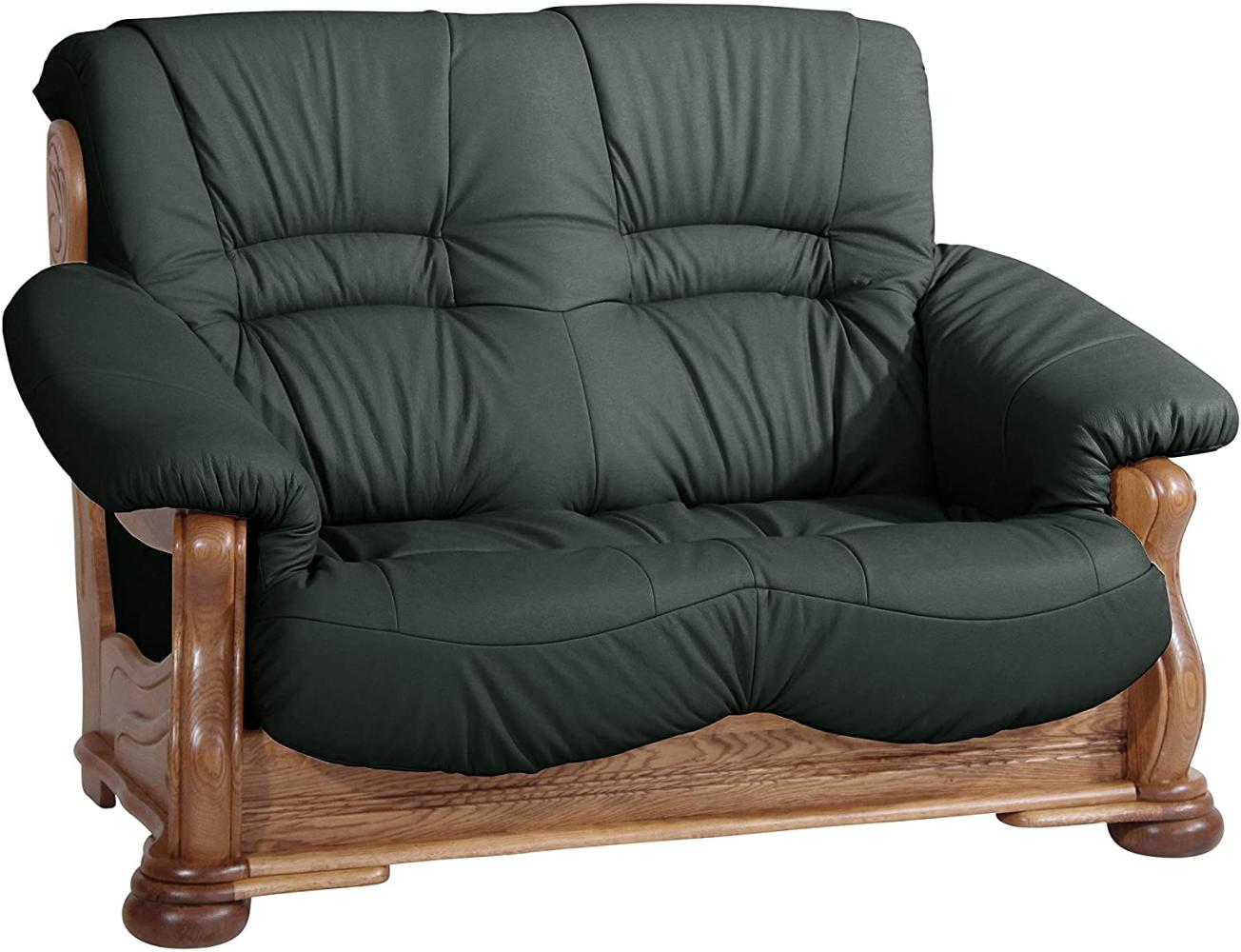Tennessee Sofa 2-Sitzer Echtleder Dunkelgrün Eiche rustikal Bild 1