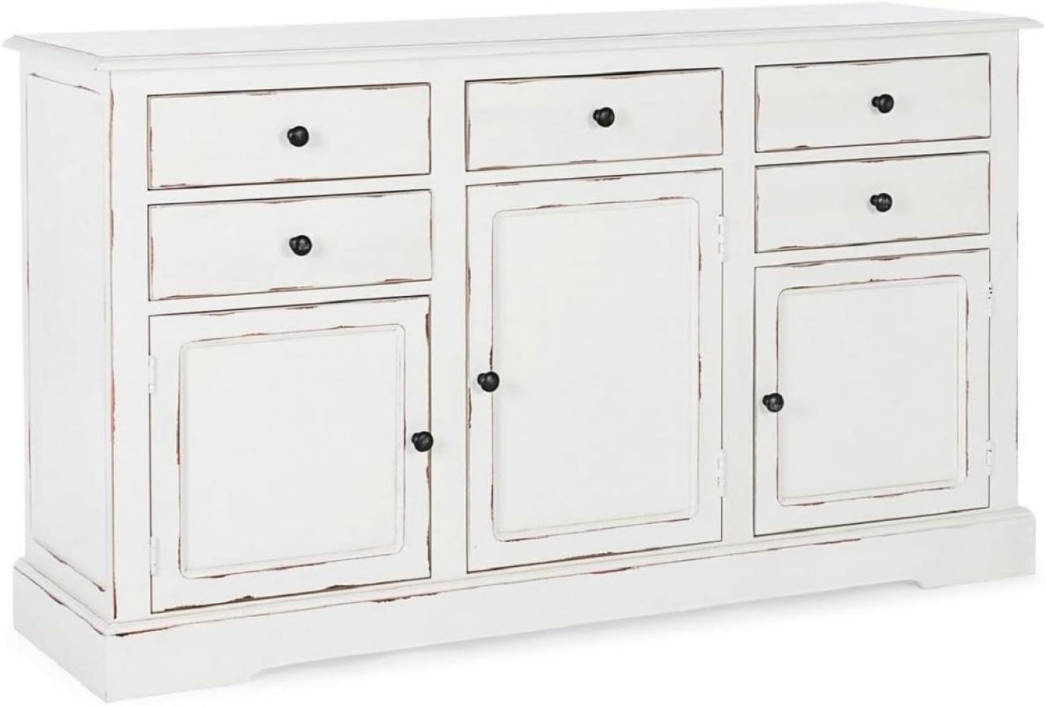 Casa Padrino Landhausstil Sideboard Antik Weiß 145 x 40 x H. 85 cm - Landhausstil Schrank mit 3 Türen und 5 Schubladen - Landhausstil Möbel - Landhausstil Einrichtung Bild 1