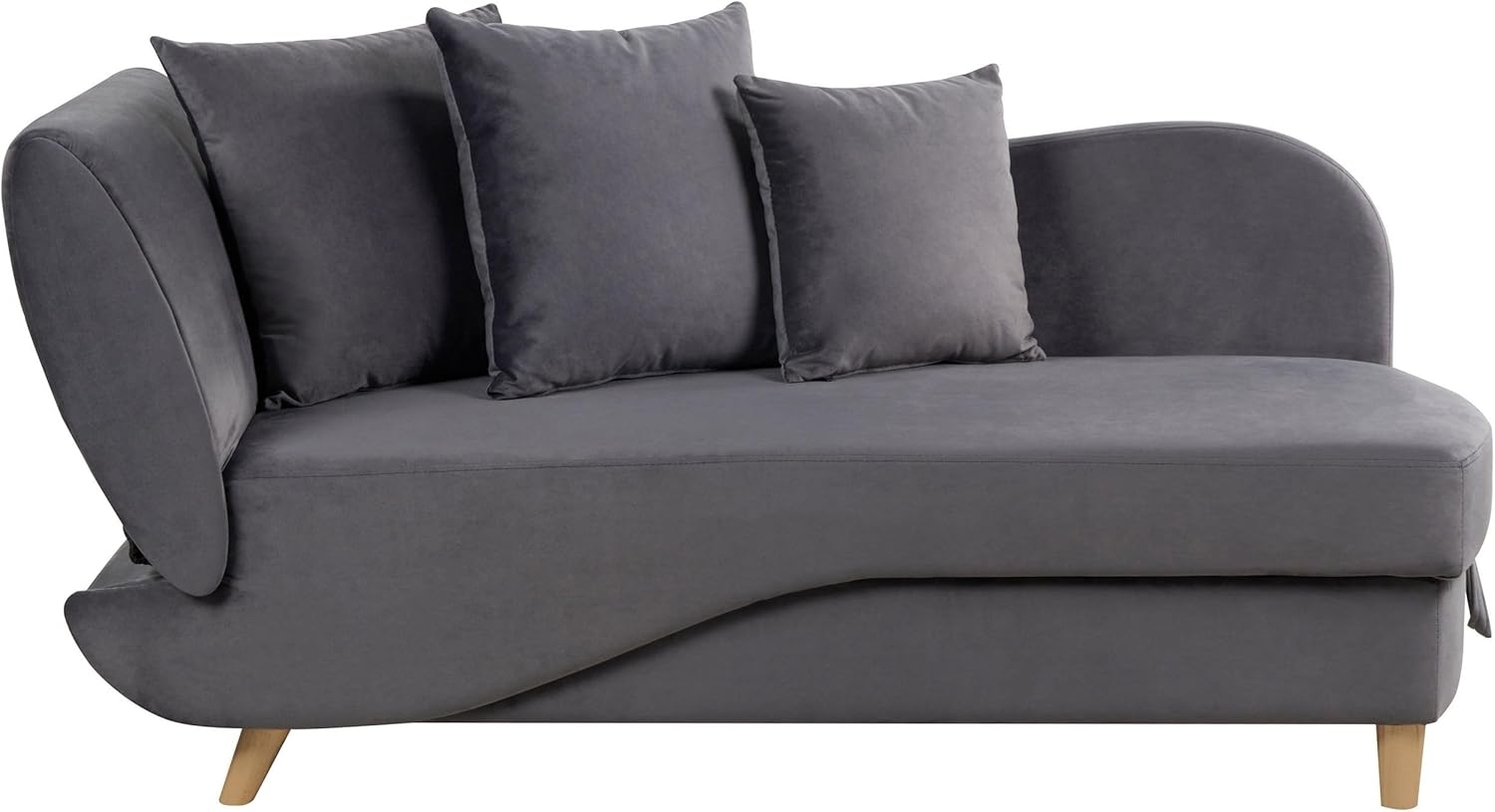 Chaiselongue Samtstoff dunkelgrau mit Bettkasten linksseitig MERI II Bild 1