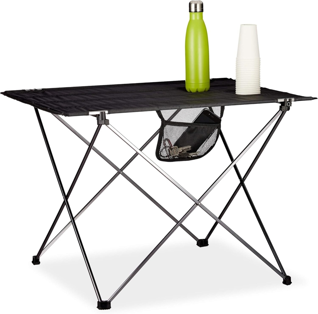 Relaxdays Campingtisch klappbar mit Tasche leicht Outdoor Klapptisch Camping HBT 51 x 735 x 545 cm Aluminium schwarz Bild 1