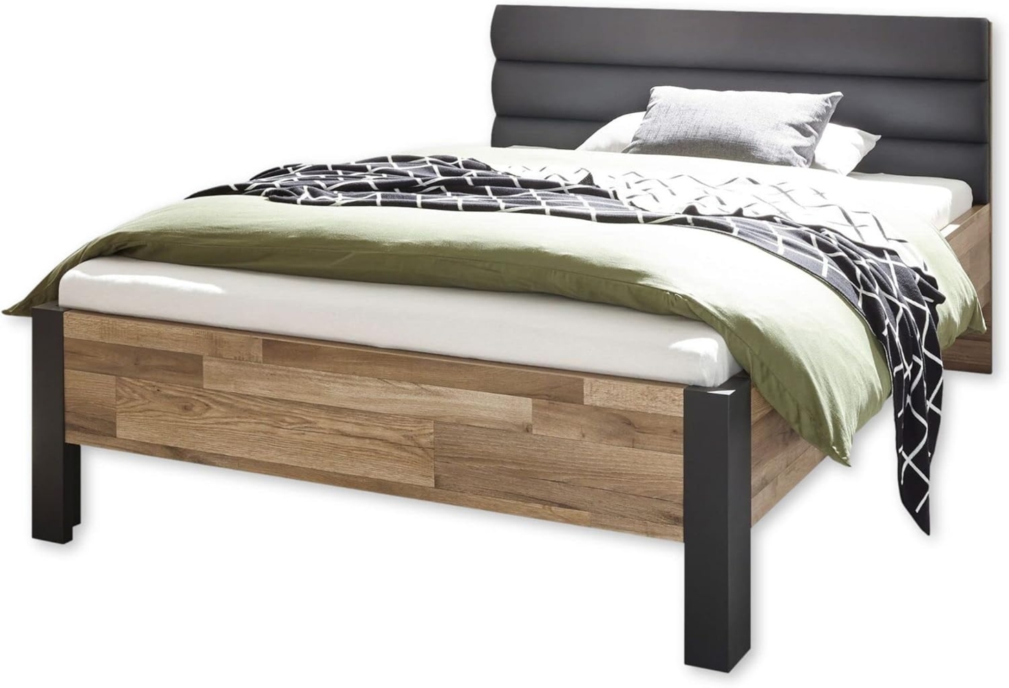 DALLAS Bett 140x200 cm - Modernes Jugendzimmer Bett in Montana Oak, Graphit - 146 x 96 x 213 cm (B/H/T) Bild 1