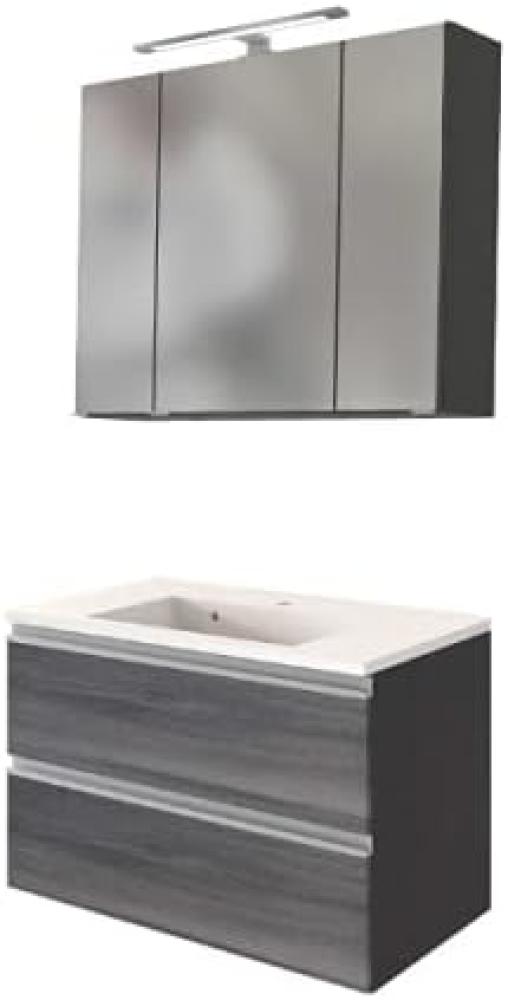 Bad-Set 3-tlg. 'Arezzo' mit LED-Beleuchtung und Waschbecken	 Bild 1