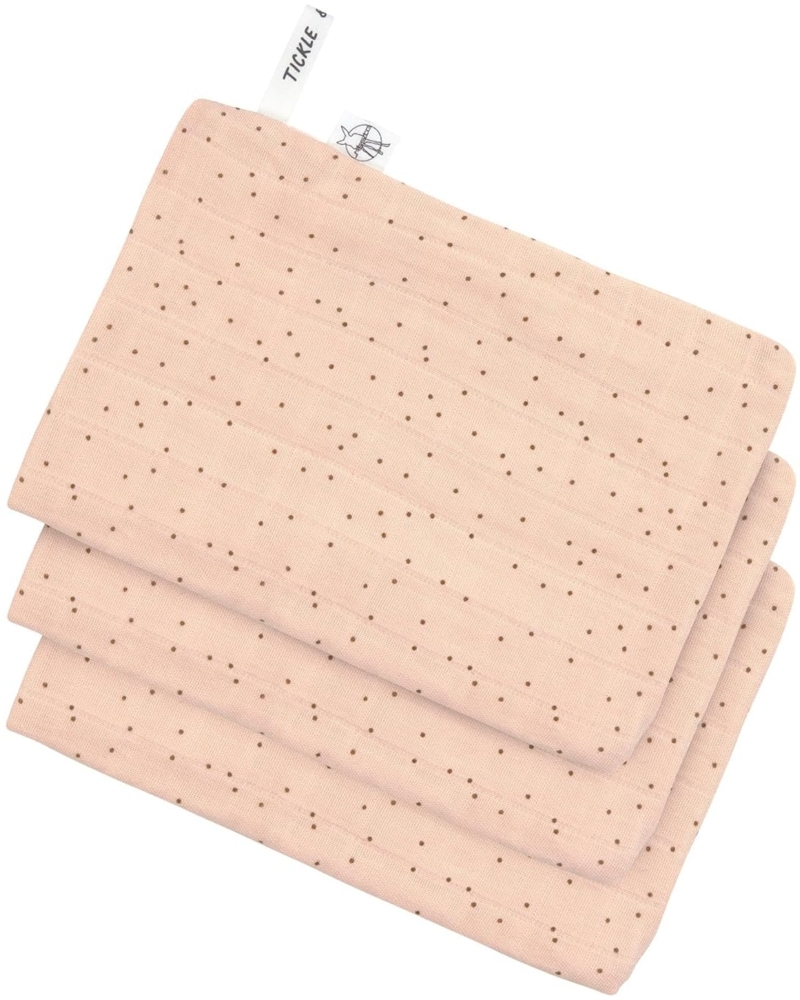 LÄSSIG Baby Musselin Waschhandschuh 3er Set/Muslin Wash Glove Set 3 pcs Dots Peach Rose Bild 1