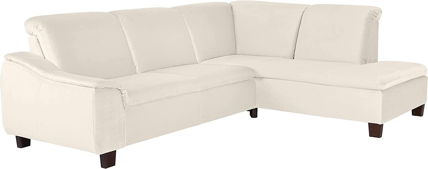Aaron Sofa Eckgarnitur Samtvelours Weiß Buche Nussbaumfarben Bild 1