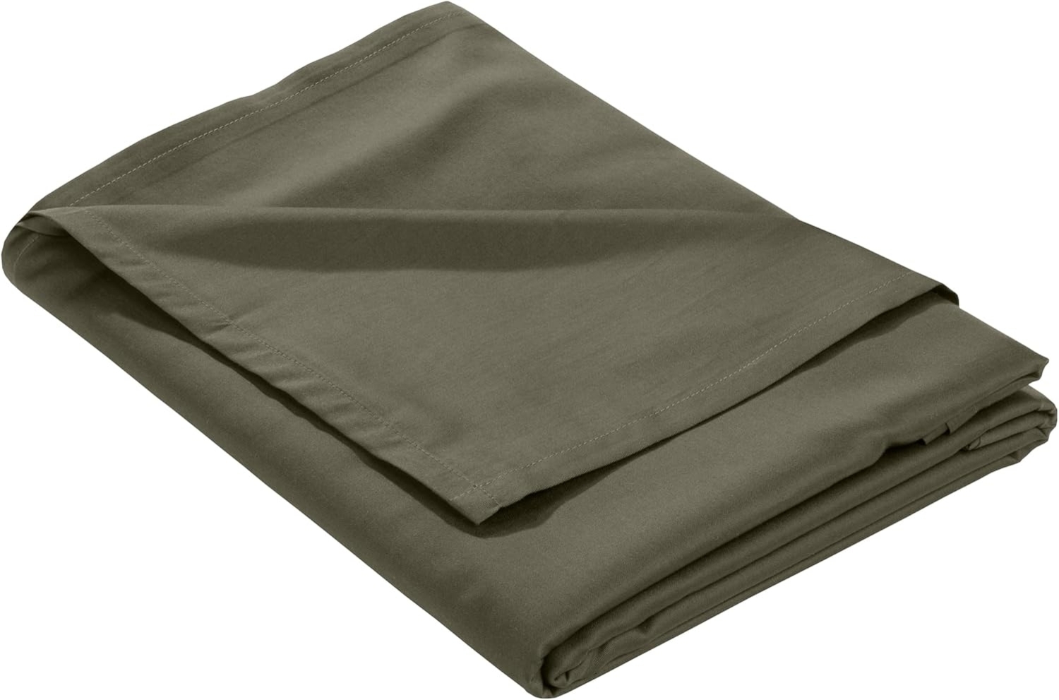 Mako Satin Bettlaken ohne Gummizug dark olive 160x260cm Bild 1