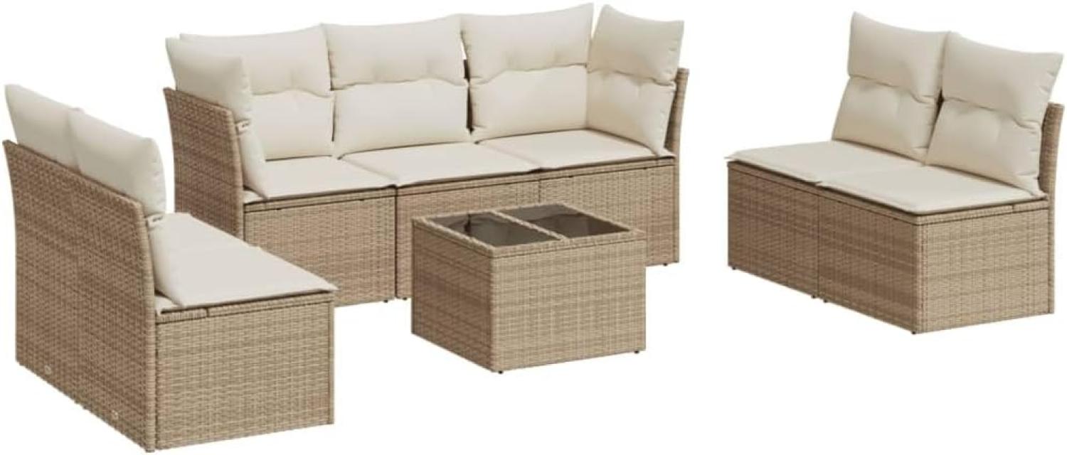 vidaXL 8-tlg. Garten-Sofagarnitur mit Kissen Beige Poly Rattan 3217418 Bild 1