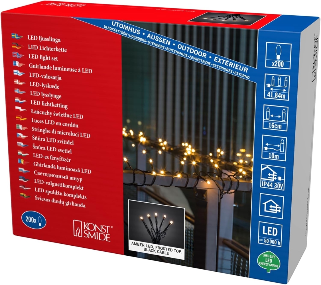 Konstsmide LED Lichternetz Micro 200 bernsteinfarbene Dioden für Außen Bild 1