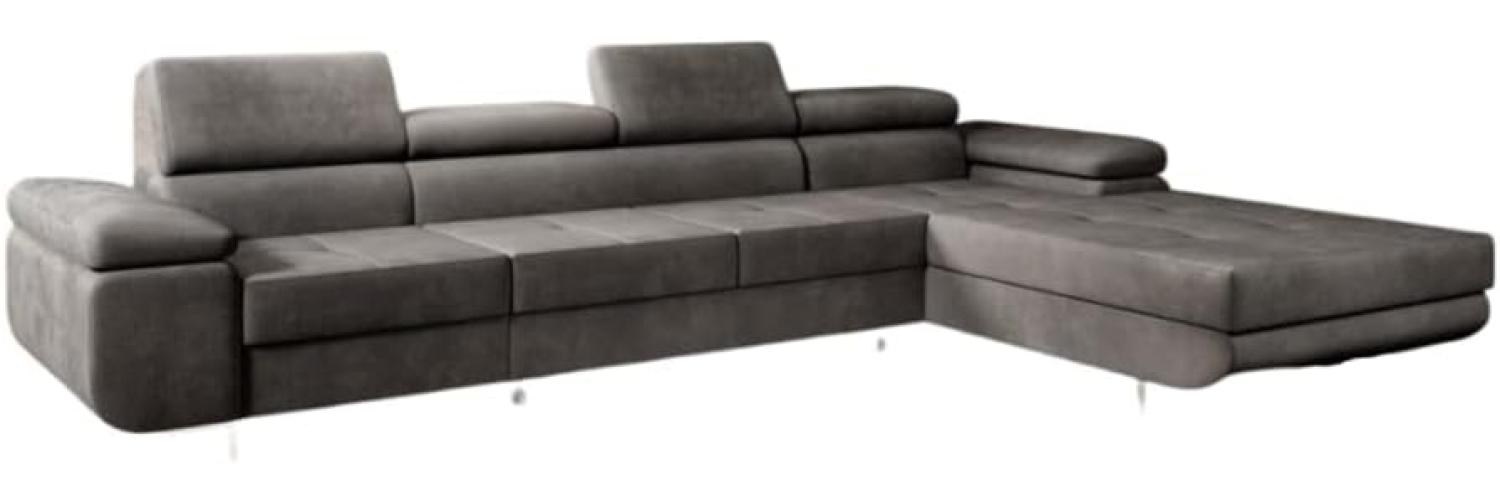 Designer Sofa Calvera Maxi mit Schlaf- und Klappfunktion (Samt) Anthrazit Rechts Bild 1