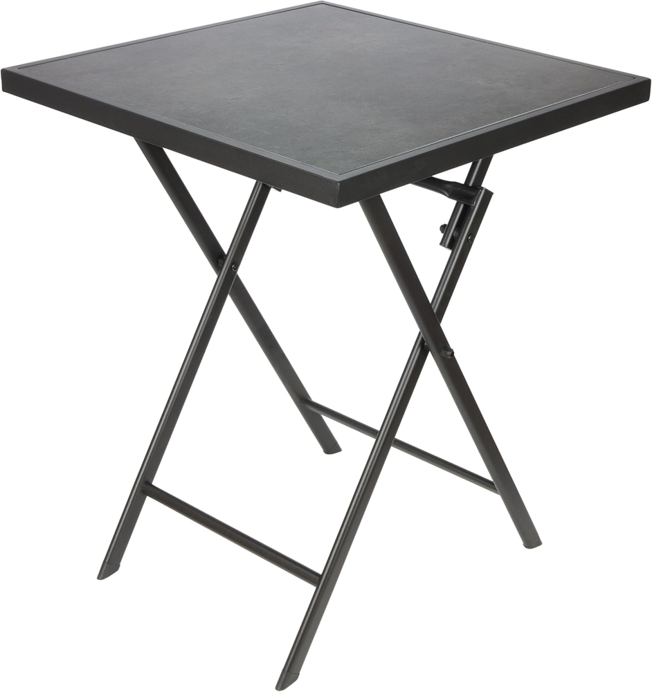 BRUBAKER Gartentisch Bergamo - 58 x 58 cm Balkontisch wetterfest (1-St, Campingtisch eckig mit Stein Optik - Klapptisch für Balkon, Terrasse), Metall Beistelltisch klappbar - Bistrotisch Bild 1