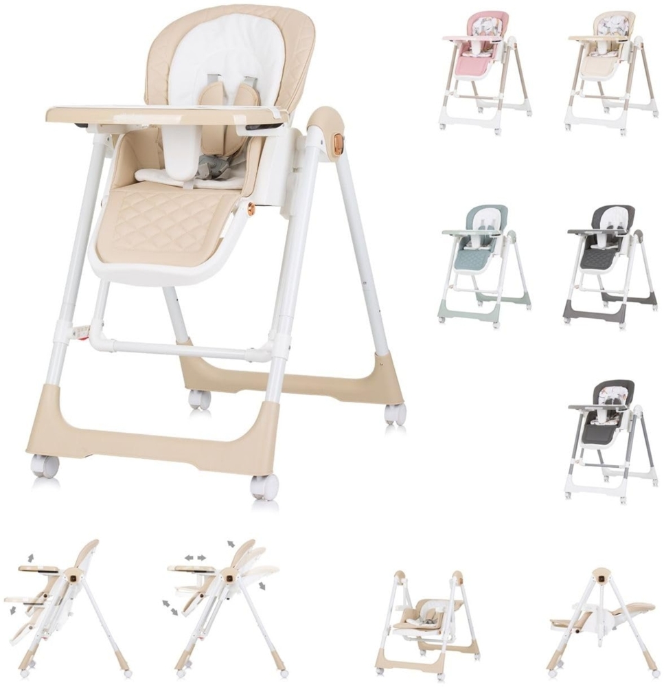 Chipolino Kinderhochstuhl 2 in 1 Milk Shake, verstellbar, Babyschaukel, Räder beige Bild 1