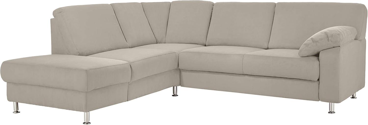 Cavadore Ecksofa Belfast mit Ottomane links / Polsterecke mit Federkern / 243 x 88 x 218 / Mikrofaser Hellbeige Bild 1