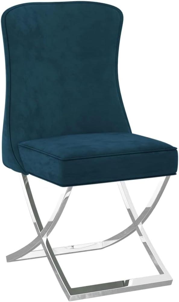 vidaXL Esszimmerstuhl Blau 53 x 52 x 98 cm Samt & Edelstahl Bild 1