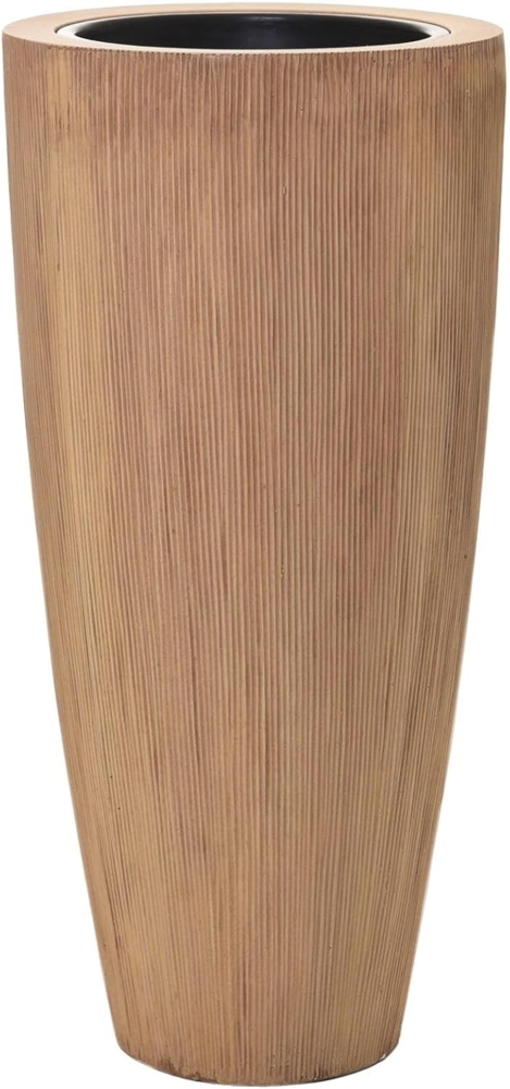 VIVANNO Bodenvase Exklusiver Pflanzkübel Fiberglas "City", Beige Geriffelt - 37x80 cm Bild 1