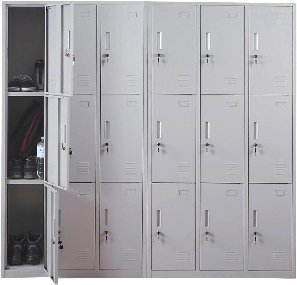Schließfach Boston T829, Schließfachschrank Wertfachschrank Spind, Metall 18 Fächer ~ grau Bild 1