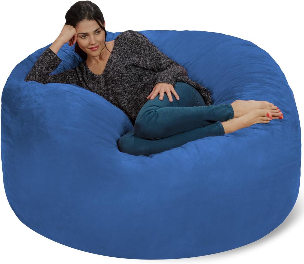 Chill Sack Bohnenbeutelstuhl: Riesen Memory Foam Möbel Taschen und große Liege - großes Sofa mit großen Wasser resistent Soft Micro Suede Cover - Königsblau, 5 Fuß Bild 1