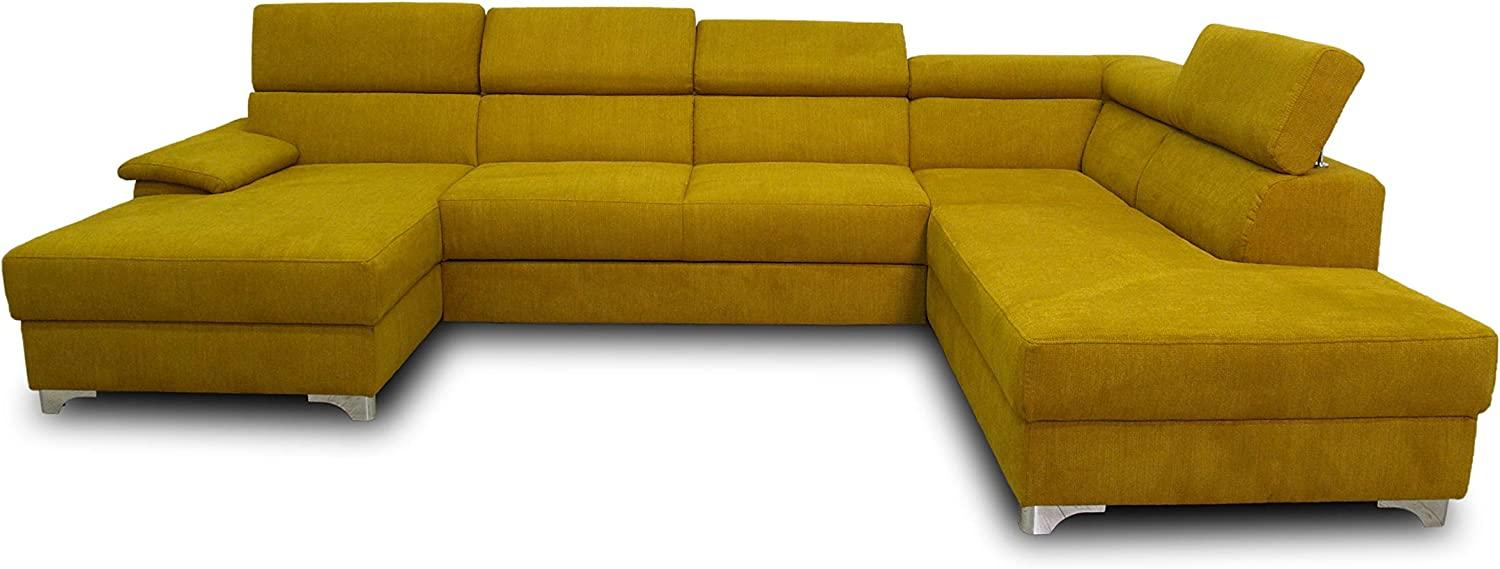 DOMO. collection Niria Wohnlandschaft | Eckcouch mit Rückenfunktion | Sofa U Form Couch, großes Ecksofa, gelb/senf, 167 x 337 x 230 cm Bild 1