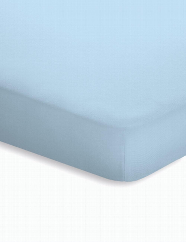 schlafgut Jersey-Elasthan Topper Spannbetttuch, Baumwoll-Mischgewebe, Aqua, 220x125 cm Bild 1
