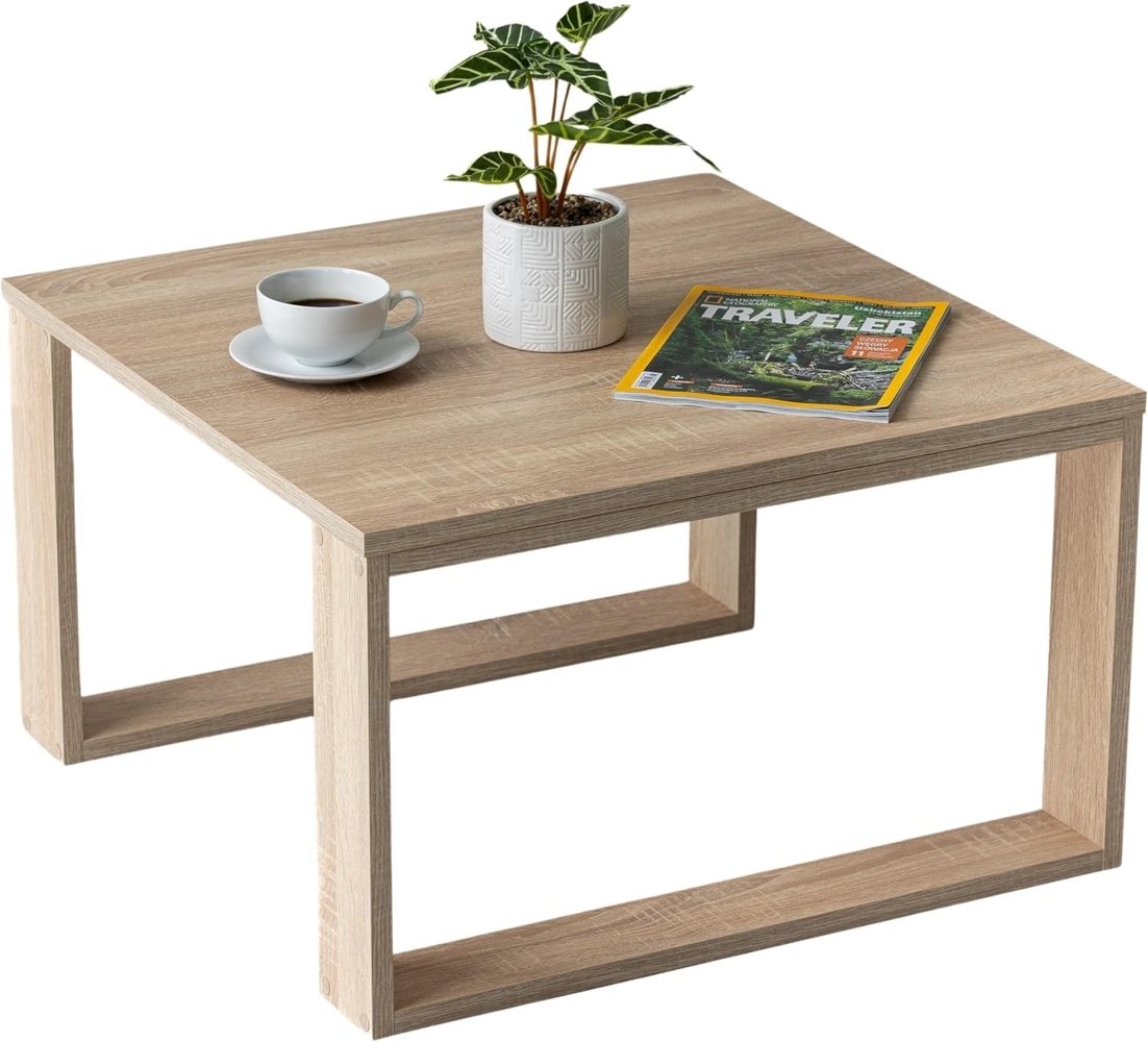 Clif - Wohnzimmer Couchtisch Modern Wohnzimmertisch Universal, 65 x 65 x 40 cm Smart Living Beistelltisch Kaffeetisch Rechteckiger Sofatish (Sonoma Oak) Bild 1