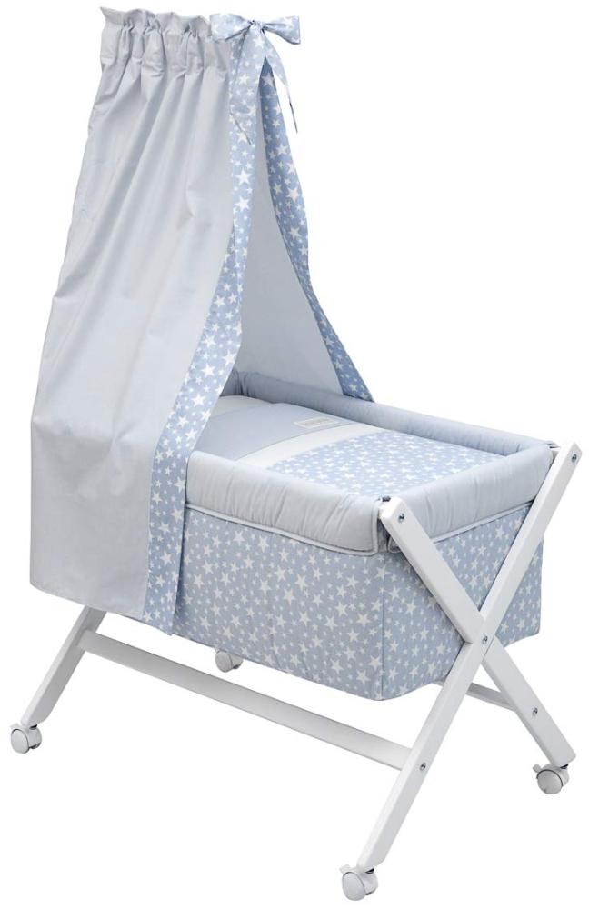 Cambrass 34986 Babybett Aus Holz X-Form plus Himmel (Stange) Kollektion, Star, 55 x 87 x 74 cm, hellblau Bild 1