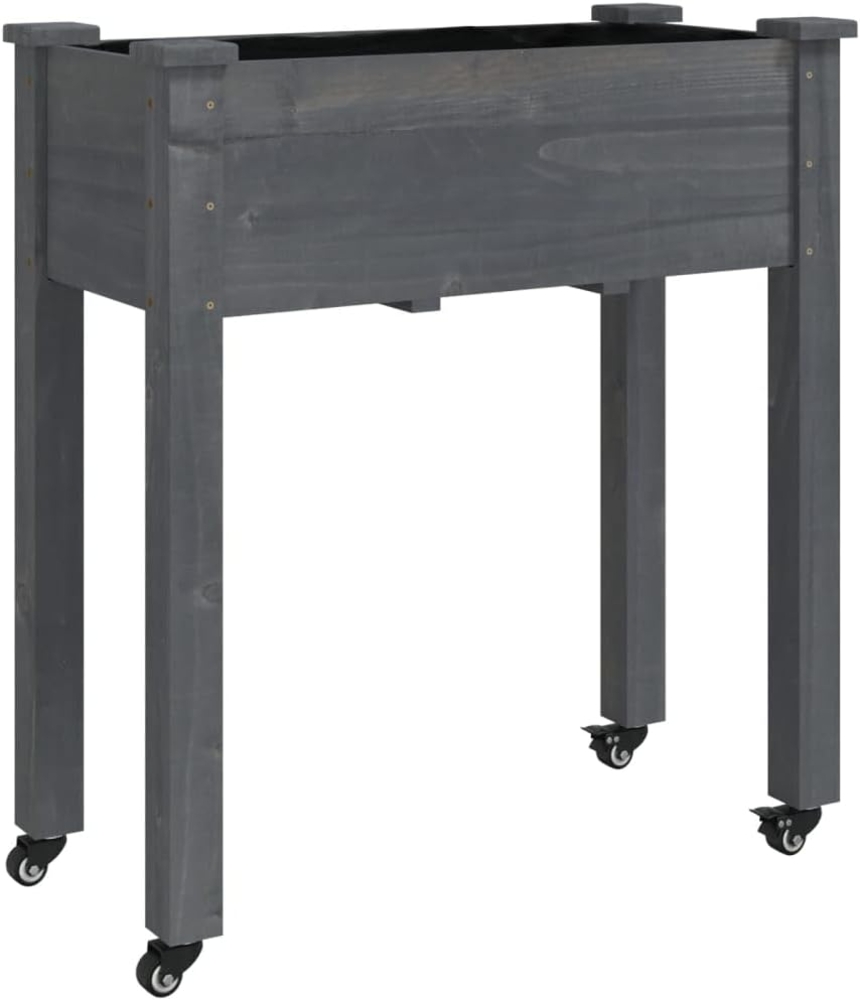 vidaXL Pflanzkübel mit Einsatz und Rollen Grau 71x37x80 cm Tannenholz 3157825 Bild 1