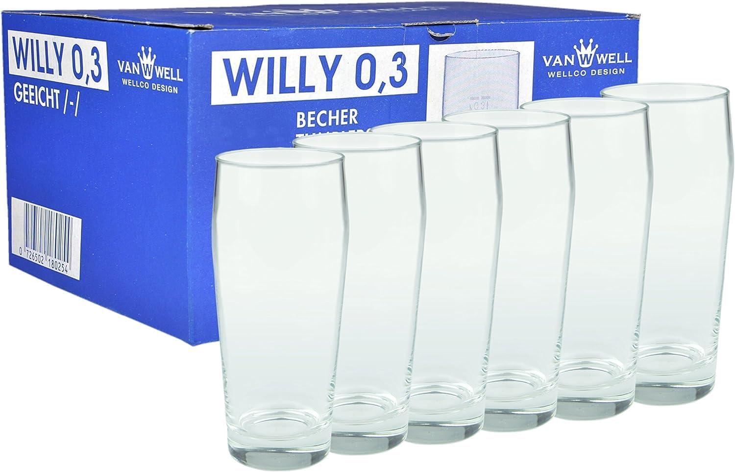 6er Set Bierglas Willibecher 0,3L geeicht Glas Biergläser Tumbler perfekt geeignet für Gastronomie Bild 1