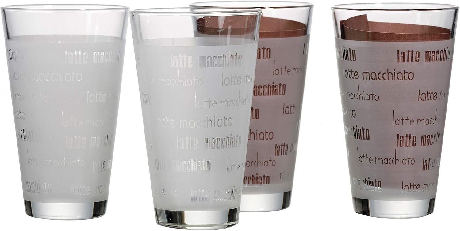 Ritzenhoff & Breker Latte-Macchiato-Glas Chicco, Glas, Schrift-Dekor, 4-teilig Bild 1