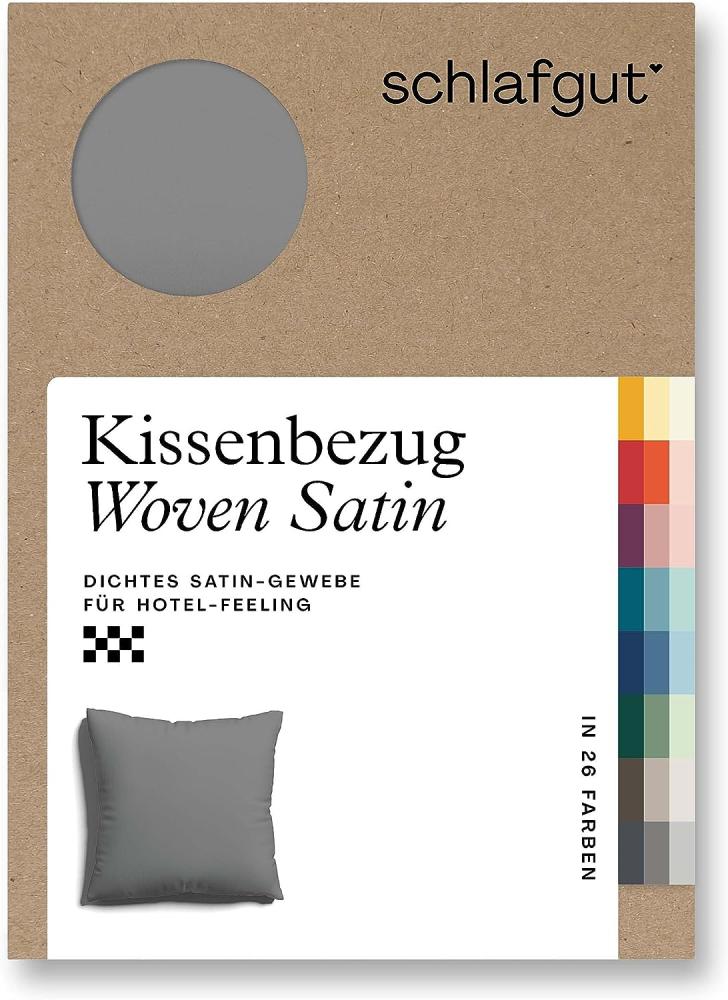 Schlafgut Woven Satin Bettwäsche|Kissenbezug einzeln 80x80 cm| grey-mid Bild 1