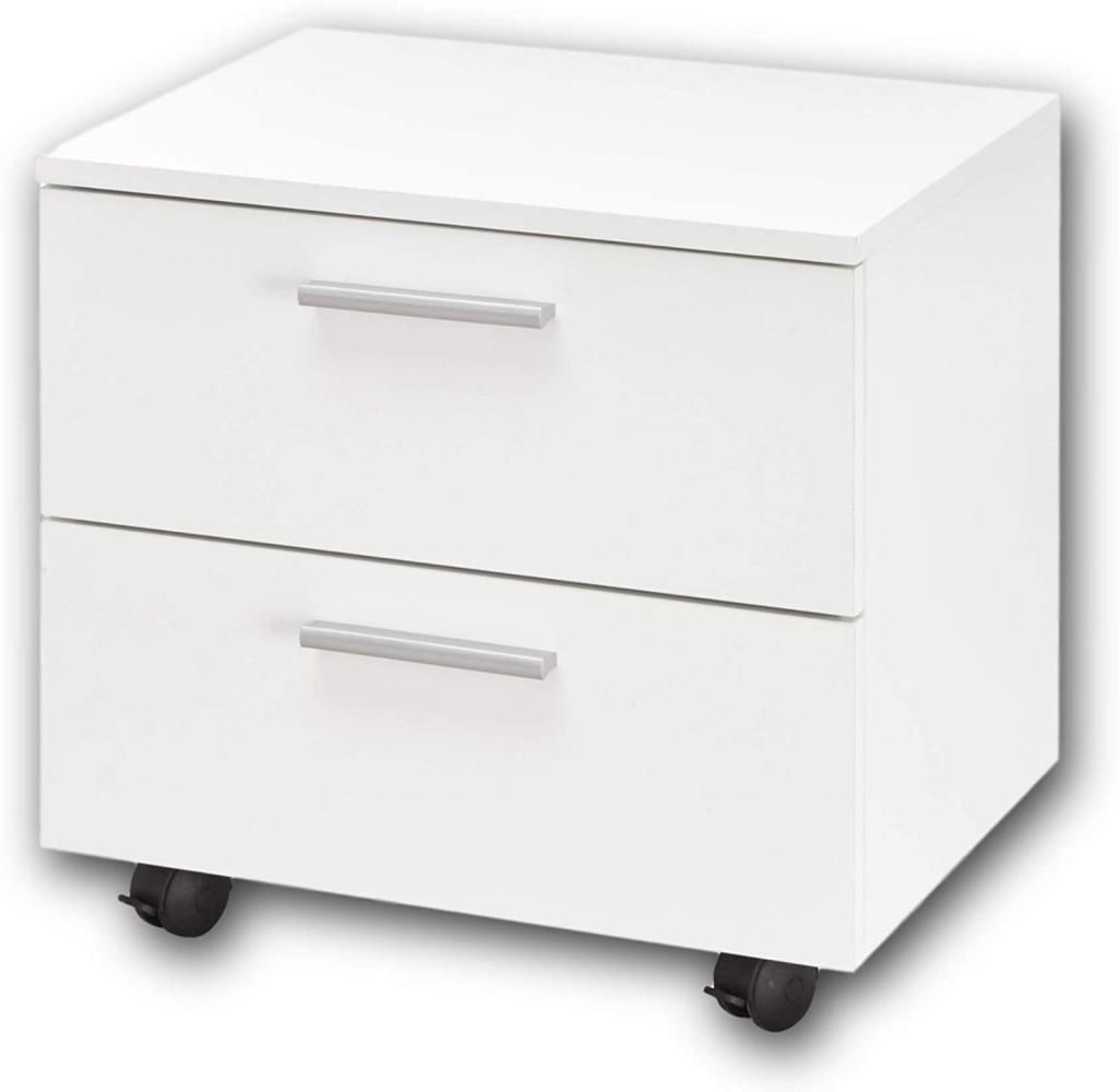 Stella Trading BIBO Praktischer Schreibtisch Rollcontainer - Stauraumerweiterung für den Computertisch in weiß - 50 x 46 x 38 cm (B/H/T) Bild 1