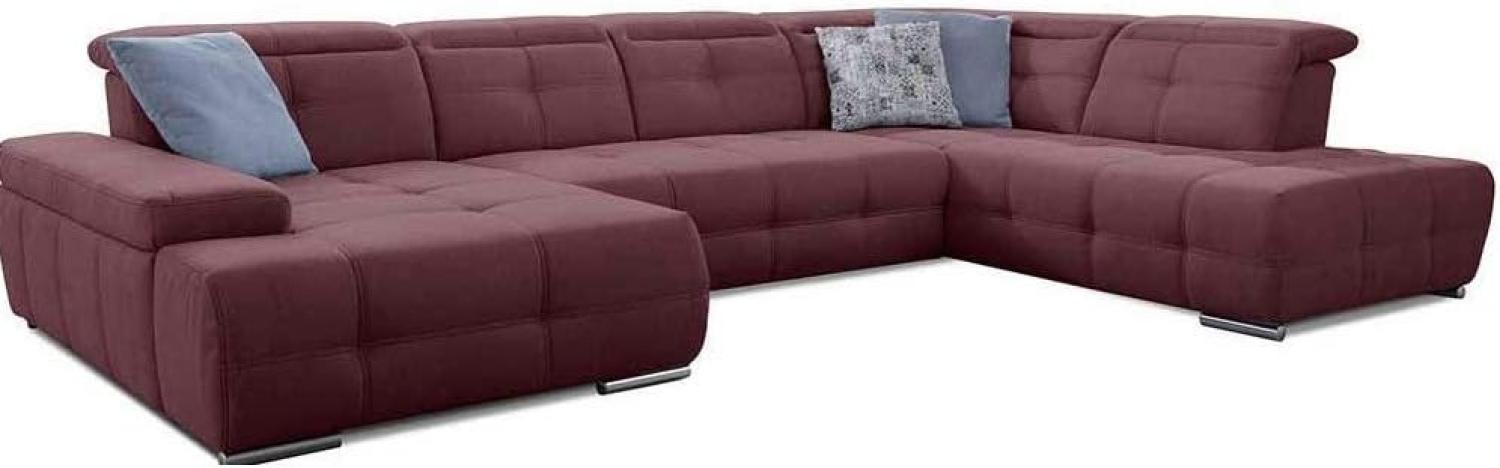 Cavadore Wohnlandschaft Mistrel mit Schlaffunktion / U-Form Bettsofa mit leichter Fleckentfernung dank Soft Clean / Geeignet für Haushalte mit Kindern, Haustieren /343 x 77 x 228 / rot Bild 1