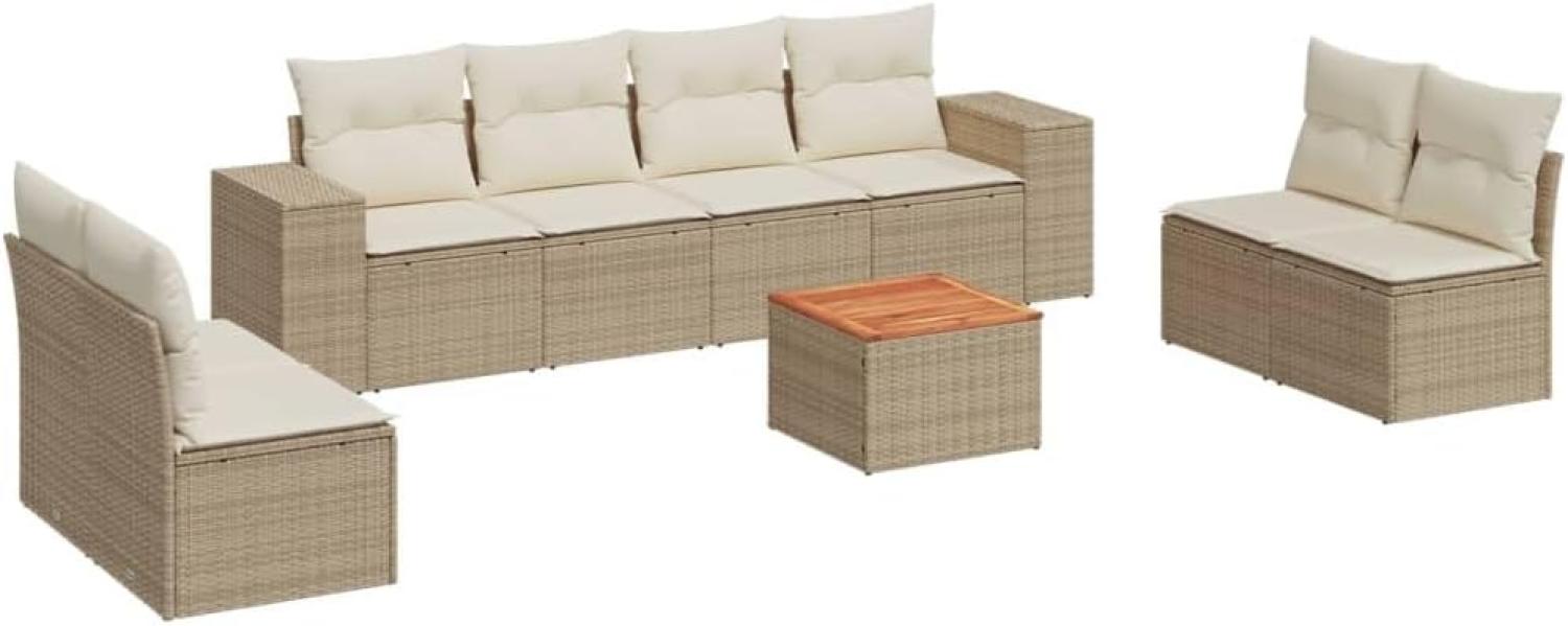 vidaXL 9-tlg. Garten-Sofagarnitur mit Kissen Beige Poly Rattan 3257738 Bild 1